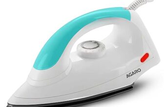 AGARO Grand Electric Dry Iron, 1000W, Non- Stick Coated Sole Plate, Fast Heating, Removes Wrinkle, Creases, Green & White