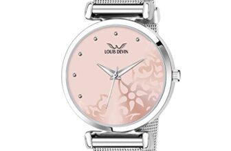 Louis Devin Pink Dial Mesh Steel Chain Analog Wrist Watch for Women | LD-L157-PNK-CH