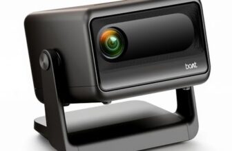 Boat CineHead E1 Smart Projector with Built-in Netflix & Prime Video, 150 ANSI Lumens, Native 720p with 1080p & 4K Support, Vertical Keystone, 3W Speaker, Adjustable Stand (Carbon Black)