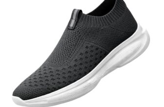 Kraasa Trial Running Shoes with Lightweight Memory Insole | Breathable, Anti-Skid Knit Sneaker, Walking & Gym Shoes Darkgrey UK 8