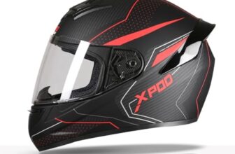 TVS XPOD Aerodynamic Helmet for Men-ISI DOT Certified , Ultrawide Visor, Quick Release Strap-Premium Bike Helmet with Enhanced Air Circulation (Blistering Black & Red-M)
