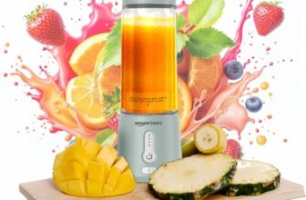 Amazon Basics Portable Hand Blender for Smoothies & Juices | USB Rechargeable | 6 Stainless Steel Blades | 500 ml Food Grade Jar | 1 year Warranty | 2×2000 mAh Batteries (Saga Green)