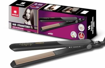 Havells HS4401 KeraNourish Straightener with LED indicator, Instant Heating Technology, for all hair types,World wide voltage compatible (black)