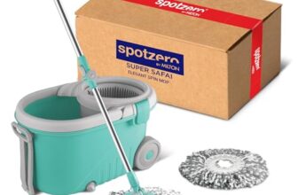 Spotzero By Milton Elegant Spin Mop with Big Wheels (Aqua Green, Two Refills), Plastic…