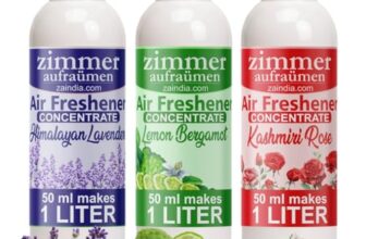Room Air Freshener Concentrate (makes 3 Liters Freshener) – Natural Essential Oil Based (Lavender+Rose+Lemon) with Reusable Spray Bottle. For Bedroom, livingroom, Bathroom and cooler perfume