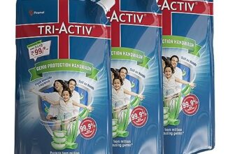 Tri-Activ Germ Protection Handwash Refill Pack | Protects from 99.9% disease causing germs | With goodness of Aloevera | Keeps hands soft & moisturized | Refreshing Avocado fragrance 750ml (750ml, 3)