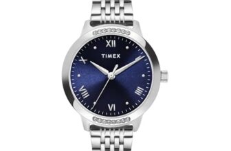 TIMEX Analog Watch for Women with Blue Round Dial & Silver Stainless Steel Bracelet Band Water Resistant Women’s Wrist Watches – TWEL20201
