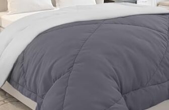 Monte Carlo Polyester Comforter Double Bed | 200 GSM Lightweight & Reversible | Soft Quilt for Mild Winter | Easy Care All Season Comforter (Charcole) | 87 x 94 Inches