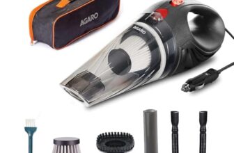 AGARO CV1077 Car Vacuum Cleaner, Portable, Handheld,12V DC /110W, 4.5KPA Power Socket, 14.7ft Long Cord, Stainless Steel Filter, Black