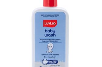 LuvLap Baby Wash – 600ml, with Milk Protein, Oatmeal, Shea Butter and Vitamin E, Soap Free, Baby Wash for Baby Bath, Natural, pH Balanced & Paraben Free, Dermatologically Tested