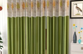 Galaxy Home Decor Floral Net Curtains for Window 6 Feet, Pack of 2, Green (Green, Window 6 Feet)