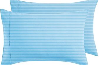 BSB HOME® 220 TC Premium Glace Cotton Solid Striped Pillow Covers | Super Soft and Breathable Envelope Closure| Set of 2 Pieces Pillow Covers King Size (Aqua, 20 x 30 Inches)