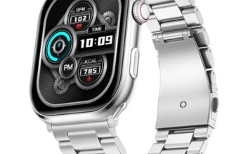 Fire-Boltt Brillia Pro Smart Watch 2.02″ Super AMOLED Display with Bluetooth Calling, SPO₂ & Heart Rate Monitor, 120+ Sports Modes, IP67 Waterproof Metal Smartwatch for Men & Women – Silver