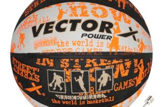 Vector X Power Rubber Moulded Indoor/Outdoor Basketball with Butyl Bladder, Black-White-Orange, Size: 3 (Suitable for Practice/Match/Training) + Free Air Needle