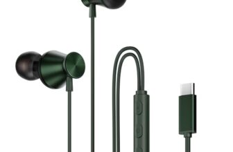 HAMMER Nova in Ear C Type Earphones Wired with Mic,13mm Driver, in-line Control, Metallic Built, Powerful Bass, Comfortable & Lightweight (Green)