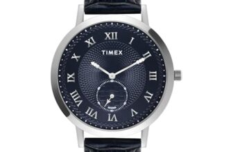 TIMEX Analog Watch for Man with Blue Round Dial & Blue Leather Strap Band Water Resistant Men’s Wrist Watches – TWEG27500