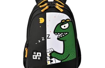 Gear Giant Monster Backpack 15″/20L Small Water Resistant School Bag/Casual Backpack/Daypack/Kids Bag for Boys/Girls (Black-Yellow)