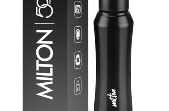 MILTON Comet 1000 Stainless Steel Water Bottle 1000 ml, Single Walled, ISI Certified I Leak Proof Lid, Rust Proof I For School, Office, Gym I Black