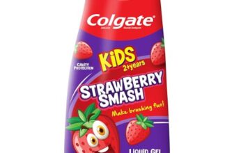 Colgate Kids Toothpaste in a Fun Squeezy Bottle, Strawberry Flavor Gel Tooth Paste, Easy-Grip & Makes Brushing Fun, Cavity Protection, Safe for Kids, Paraben/Gluten-Free, Vegan, Age 2-6yrs, 100ml