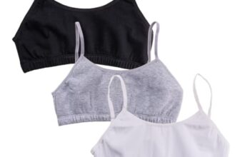 ADIRA | Teenager’s Padded Bra | Teen Bras with Flat Padding for Coverage | Gives Confidence At School | Beginners Bra with Comfortable Strecthy Cotton | Pack of 3 | Black, Grey & White | M