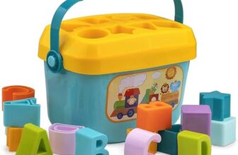 Baby First Blocks Activity Toys Sorter Baby and Toddler Toy ABCD Learning Shape Alphabets Storage Bucket Toys