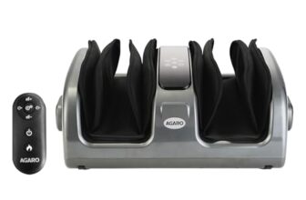 AGARO Elite Air Compress Foot Massager Corded Electric, Shiatsu Foot Massager, Kneading & Rolling Function, Lukewarm Heat, For Muscle Relief, Improving Blood Circulation, Includes Remote Control, Grey
