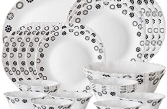 Larah by BOROSIL Universe Opalware Dinner Set, 27-Pieces, White