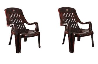 Cello Comfort Relax Plastic Chair (Rosewood) – Set of 2 | Strong and Durable | Easy to Clean | Chair for Living Room, Bed Room, Kitchen, Office Room, Outdoor | 3 Years Warranty