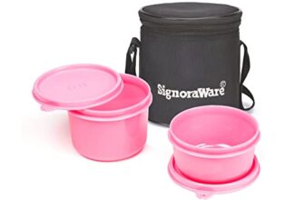 Signoraware Executive Small Lunch Box with Bag, 15cm, Pink