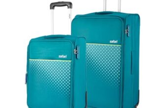 Safari Set of 2 Prisma Neo (Cabin + Medium) Trolley Bags Polyester Expandable Soft Luggage, 4 Wheels 360 Degree Wheeling, Travel Bag, Suitcase for Travel, Trolley Bags for Travel, Teal
