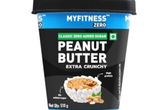 MYFITNESS Zero Peanut Butter Classic Zero Sugar Extra Crunchy 510g | 28g Protein & 10g Fiber | Tasty & Healthy Nut Butter Spread | Cholesterol Free| Zero Trans Fat | Crunchy Peanut Butter