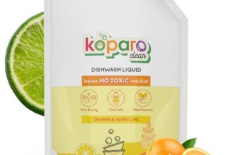 Koparo Organic Dishwash Liquid | 2 Litres Refill Pack | Powerful Grease Cutting Dishwasher Liquid | Thick Foam Liquid Dishwash for Kitchen Utensils | Baby & Pet Safe | Orange & Sweet Lime Fragrance