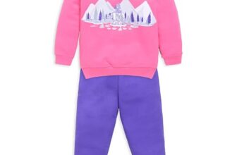 LuvLap Baby Girls Full Sleeve Sweatshirt & Pyjama Set Pack Of 1, Cotton Rich Fleece, Morning Glory, XL (12 to 18 Months)