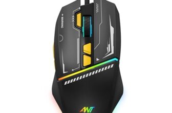 Ant Ghost 50 RGB Gaming Mouse with12800 DPI Wired Optical Gamer Mouse with 8 Programmable Buttons & Software Support DIY Key Binding Fast Fire Button 1KHz Polling Rate – Black