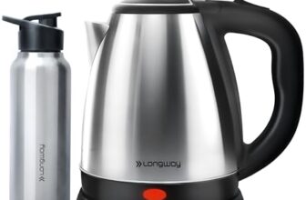 Longway Kestro 1.5 Ltr Electric Kettle with Water Bottle Combo | Automatic Shut-Off | Durable Stainless Steel Body For Boiling | 2 Years Warranty (Silver Black, 1500W)