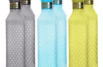 HW Kitchen Plastic Water Bottle I Water Bottle 1 Ltr | Ideal For Kitchen Home Office Travel Small Fridge For Room Gym| Unbreakable & Leak Proof I BPA Free | Set Of 6 Water Bottles, Assorted