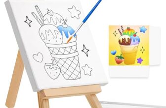Toyshine Kids Pocket Canvas Painting Kit with Wooden Easel & Water Colors | Pre-Printed Animal Canvas Art Set | DIY Painting & Drawing Activity Toy for School Projects & Birthday Return Gift – Mix Design