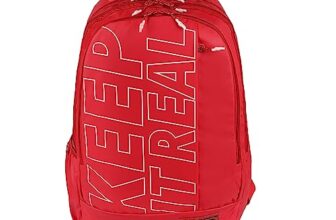 Gear Keep It Real 40L Water Resistant School Bag/Casual 5 Compartment Backpack/Daypack/Travel Backpack/Kids Bag/College Bag for Boys/Girls/Men/Women (Red-White)