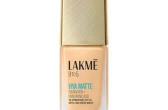 LAKMÉ 9to5 Hya Matte Full Coverage, All Skin type Foundation + Hyaluronic Acid Warm Creme – 25ml