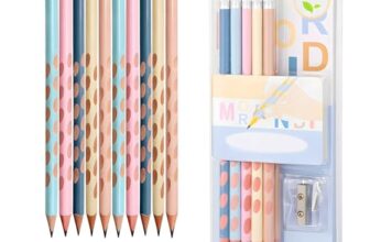 Toyshine HB Pencil Set with Erasers on Top | Pack of 10 Round Hole Groove Grip Pencils with Sharpene & Pencil Cap | Comfortable Writing School Stationery for Kids & Students – B
