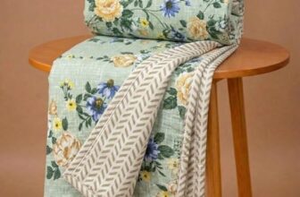 VAS COLLECTIONS Cotton AC Blanket for Single Bed (152 x 225 cm) | Reversible Soft Lightweight All-Season Blanket | Skin-Friendly & Breathable Comforter (Mint Blossom Garden)