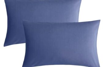 Soft Pillow Covers 21 x 32 Inches – Egyptian Cotton 600 Thread Count Set of 2 Pillow Cover Set Envelope Closure Hotel Quality Pillowcase – Medium Blue