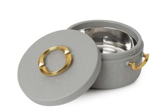 CELLO Ornetto 2000 Insulated Steel Casserole Hot Box for Kitchen 2000 ml Grey | Compact & Stylish, Airtight Lid & Sturdy Handle Hot Pot Case Keeps Food Hot & Warm, Casserole Set for Roti Chapati Rice