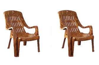 Cello Comfort Plastic Relaxed Armchair, Set of 2 (Sandalwood Brown)