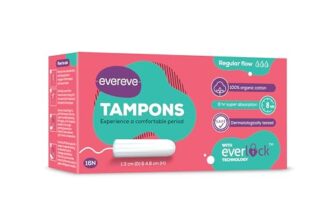 Evereve Tampons, 100% Organic Cotton, For Regular Menstrual flow, 16 pcs, Super absorption, Safe, Soft & Comfortable, Stain-free periods, Rash-free, Prevents odour, FDA approved, Biodegradable