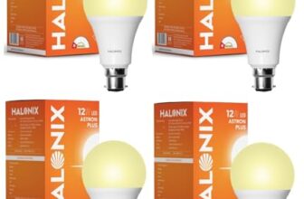 Halonix 12W LED Light Bulb | Yellow (3000K) |Pack of 4|Energy Efficient| 4kv Surge Protection | High Lumens per watt, B22