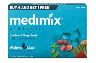 Medimix Ayurvedic Cool Bathing Soap With Menthol, Vetiver & Grape Seed 125Gm (Buy 4 And Get 1 Extra Combo Pack) | Shop Herbal | Natural | Paraben-Free & Sulphate-Free | 100% Vegan