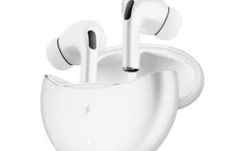 Fire-Boltt Aero TWS Earbuds Custom EQ, Wireless Bluetooth 5.4, Music & App Support, 50H Playtime, Fast Charging Case, 50ms Low Latency for Gaming, Touch Controls, IPX4 Waterproof, Clear Calls – White