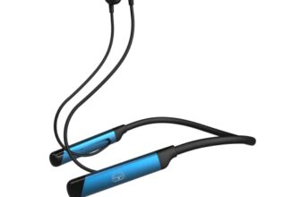 EKKO Unplug N04 Bluetooth in Ear Neckband Earphones, 50 Hours Playback Time, 10 mm Speaker Size, Quick Charging, Noise Cancellation, Twin Connect (Blue)