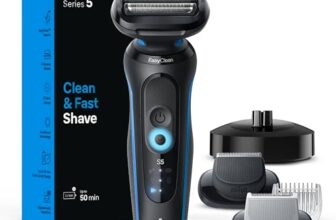 Braun Series 5 Electric Shaver, Senso Flex Technology, Auto Sense for Sensitive Skin, Wet or Dry Use, 100% Waterproof, Li-Ion Battery, 50 Min Runtime, 5 Min Quick Charge, German Engineering, Shaver 52